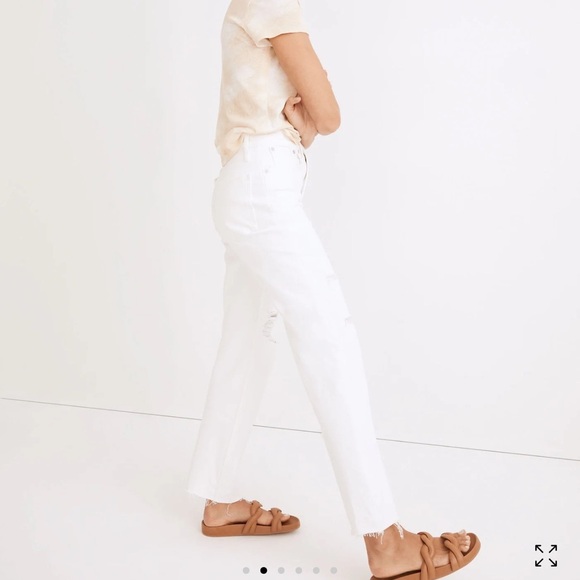 Madewell The Perfect Vintage Straight Jean in Tile White: Ripped-Knee Edition 24 - Picture 3 of 10
